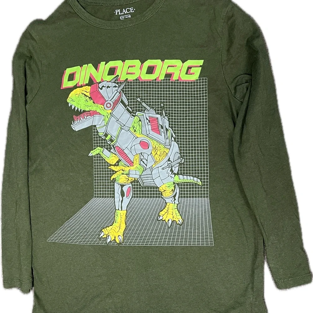 The children’s place dinosaur robot long sleeve graphic tee boys large 10/12